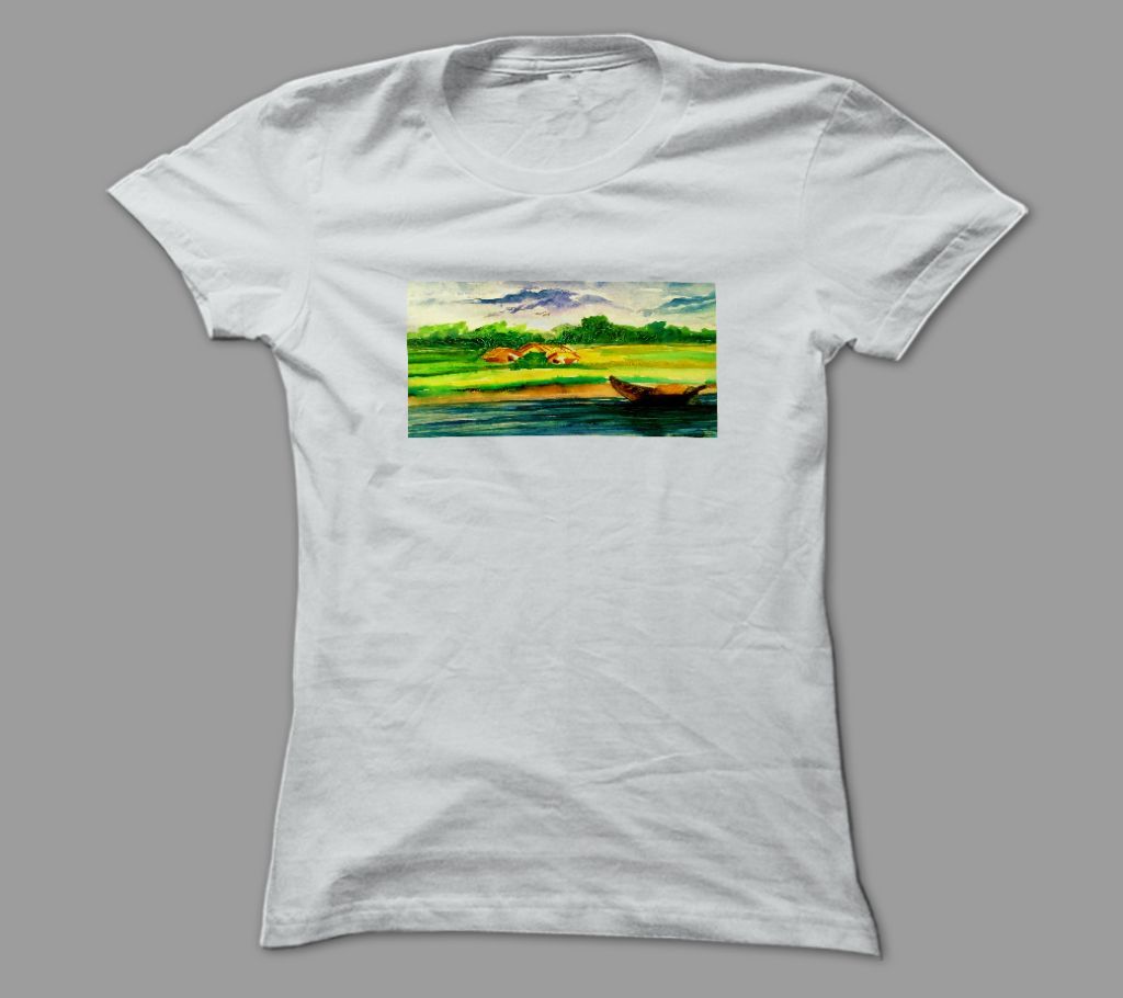 Art Gram Bangla White Polyester T-Shirt