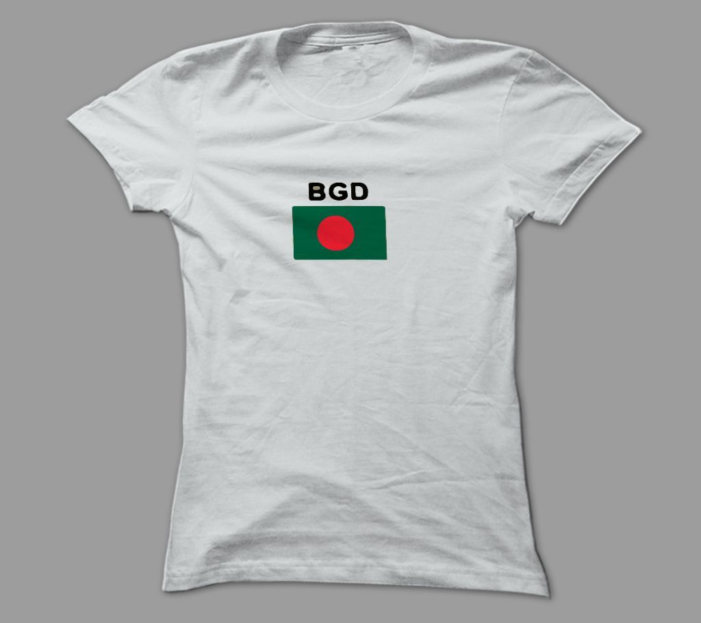 BGD Bangladesh White Polyester T-Shirt
