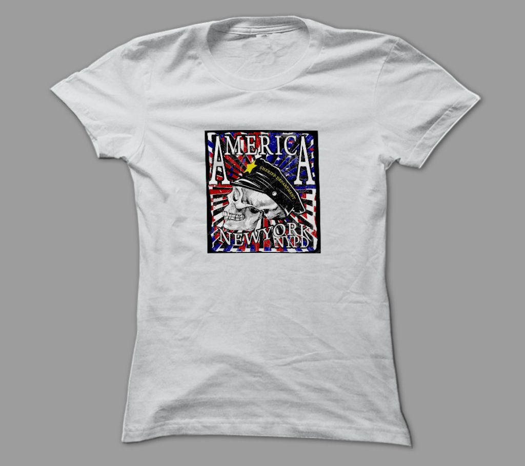 America Newyork White Polyester T-Shirt