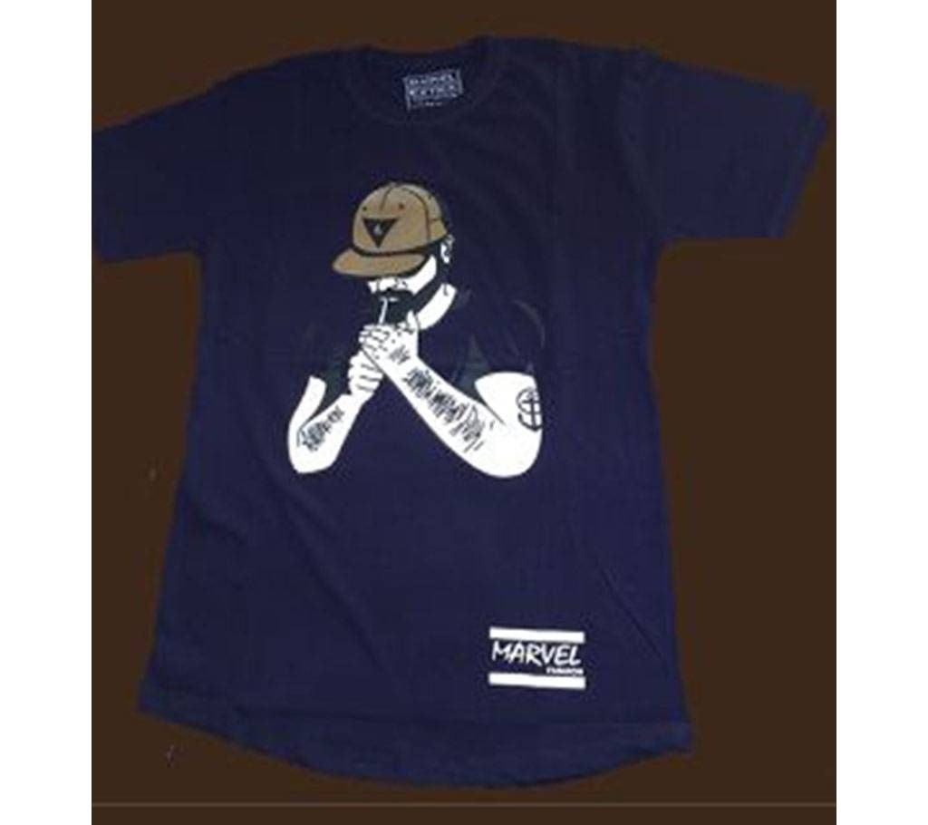 Mens Half Sleeve Cotton T Shirt - Bllue