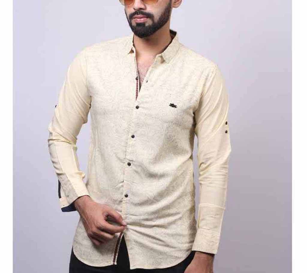 Beige Cotton Shirt For Men