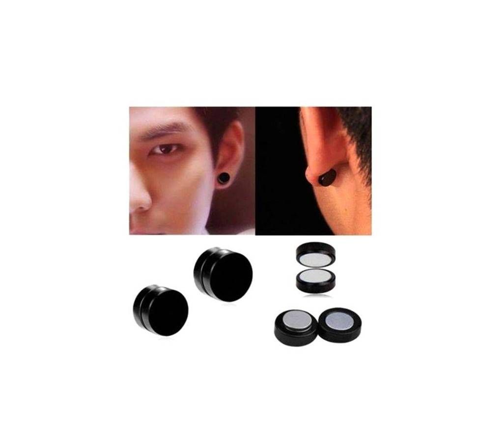 Black Metal Earring For Men-2PEC