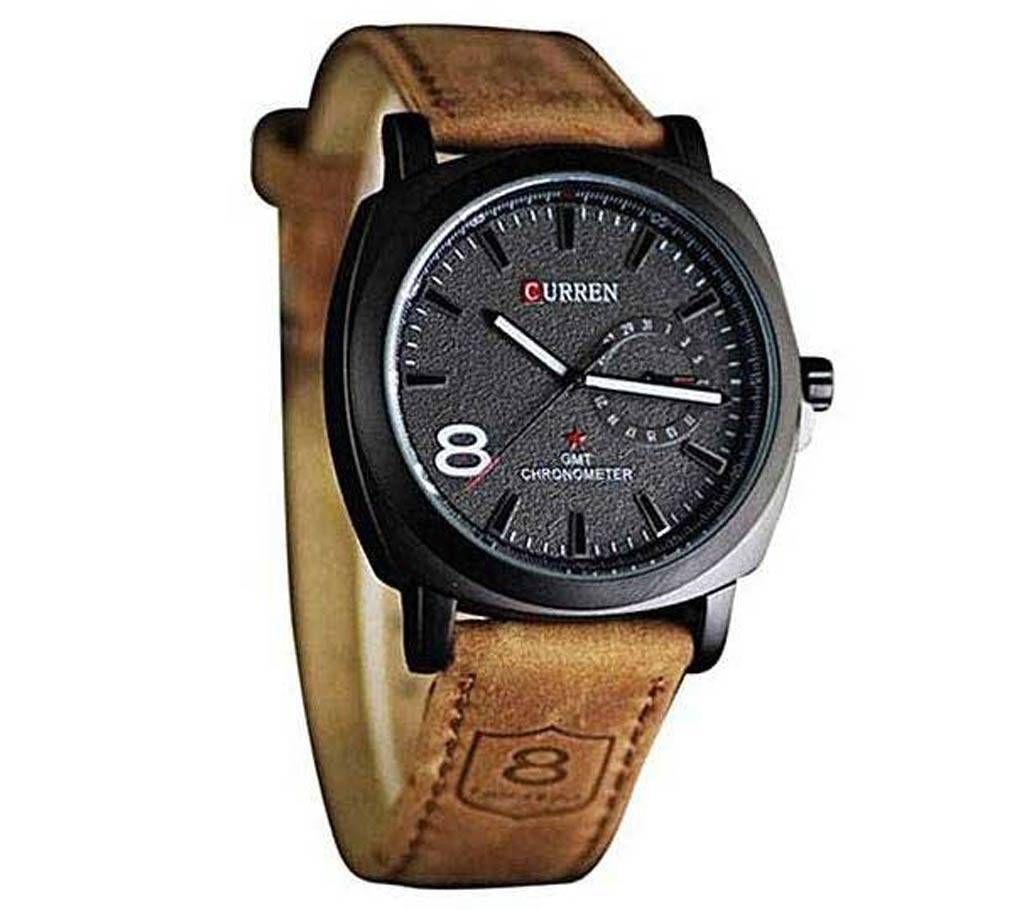 Curren Brown Leather Analog Watch- Black(Copy)