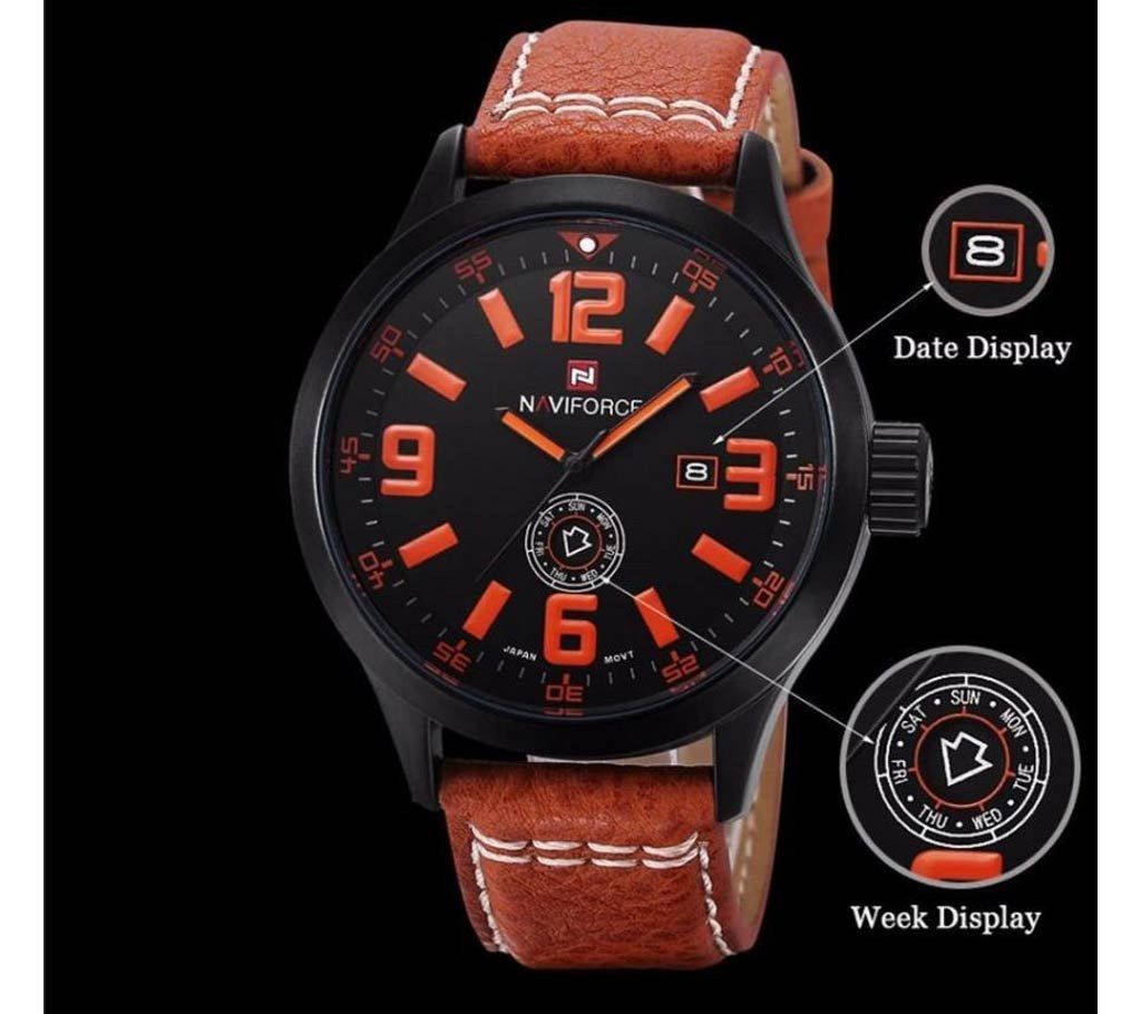 Naviforce gents leather strap watch 