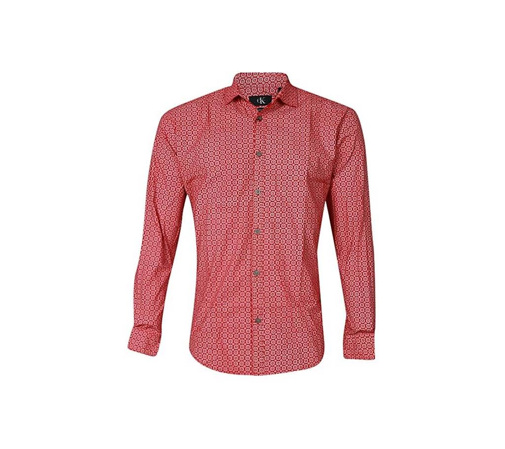 Salmon Cotton Long Sleeve Casual Shirt for Men