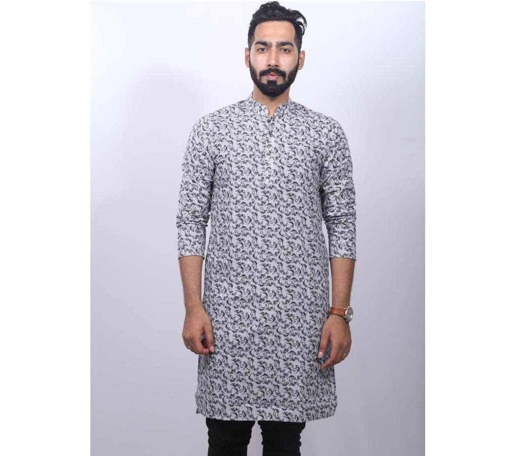 Black semi long cotton Punjabi