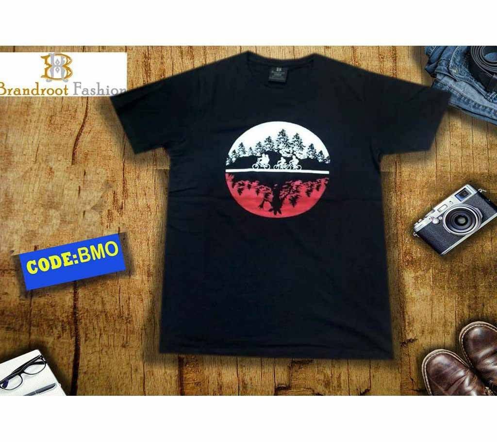 Black Half Sleeve Cotton T shirt for men 