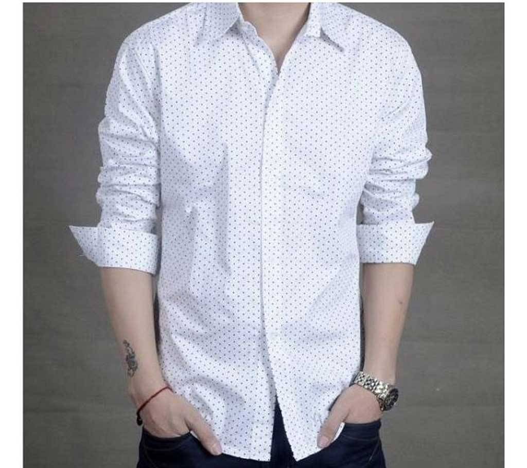 Menz Dress Polka Dot Pattern Formal White Shirt