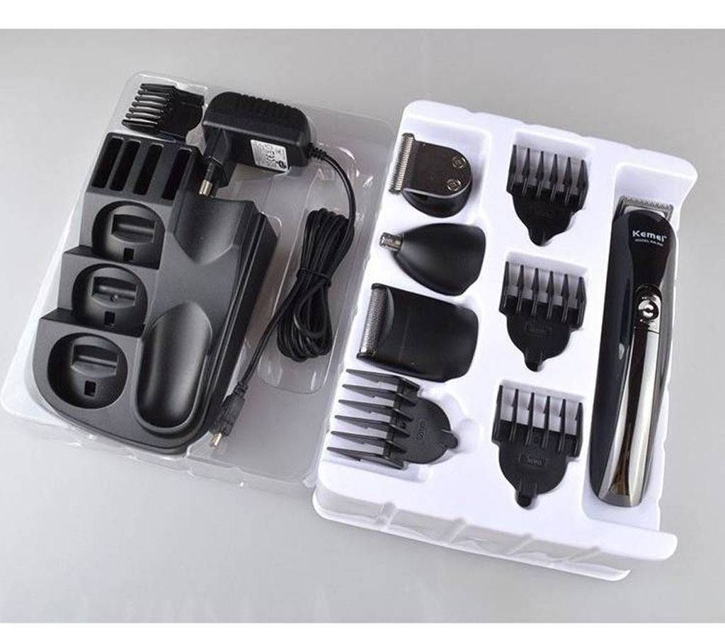 Kemei KM-500 8 In1 Multi-function Rechargeable Hair Clipper and Trimmer - Black