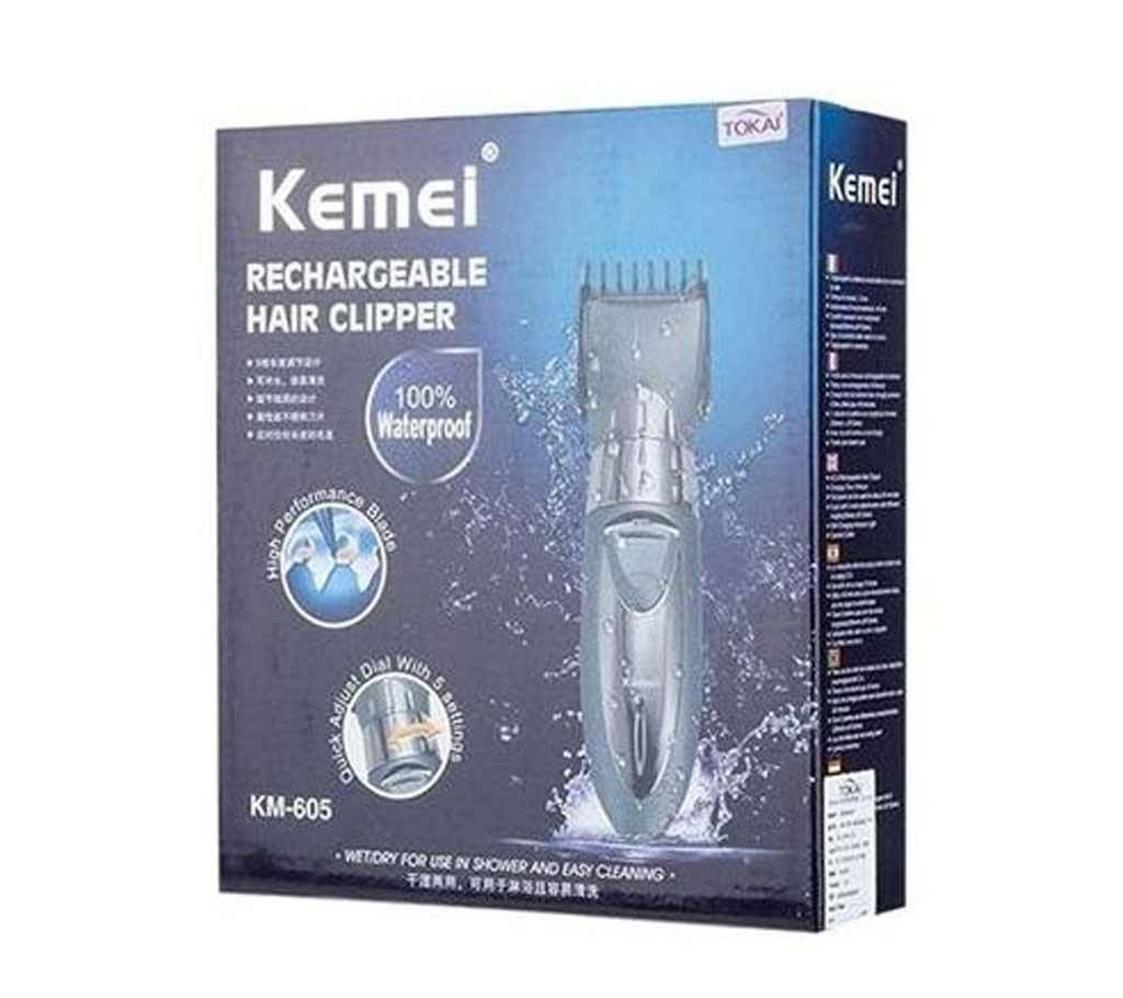 Kemei KM-605 Rechargable Trimmer  Silver
