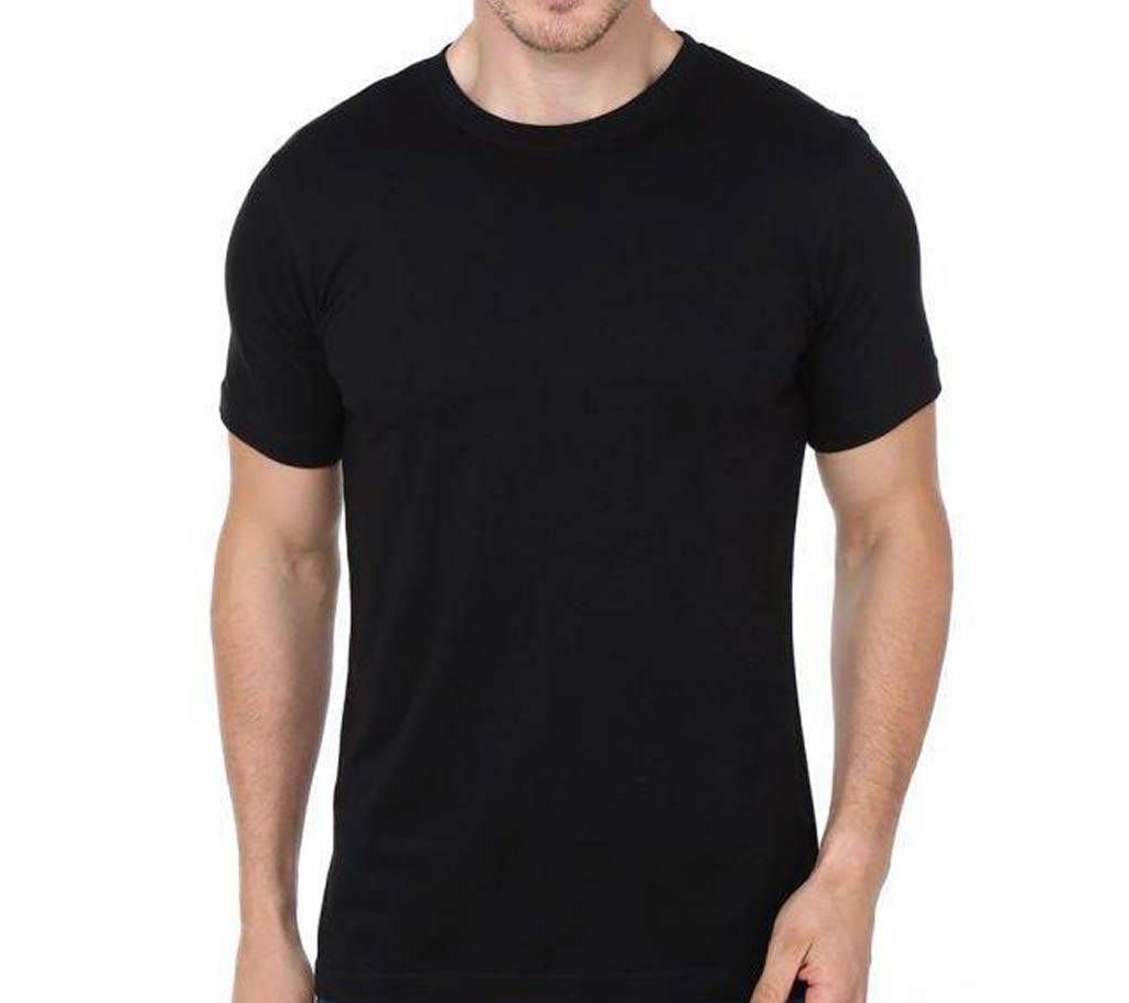 Half Sleeve Gents Casual T-Shirt-Black