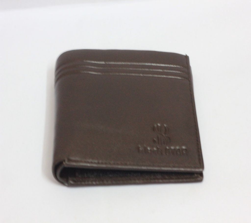 Black Stat Pure Leather Wallet - chocolate color