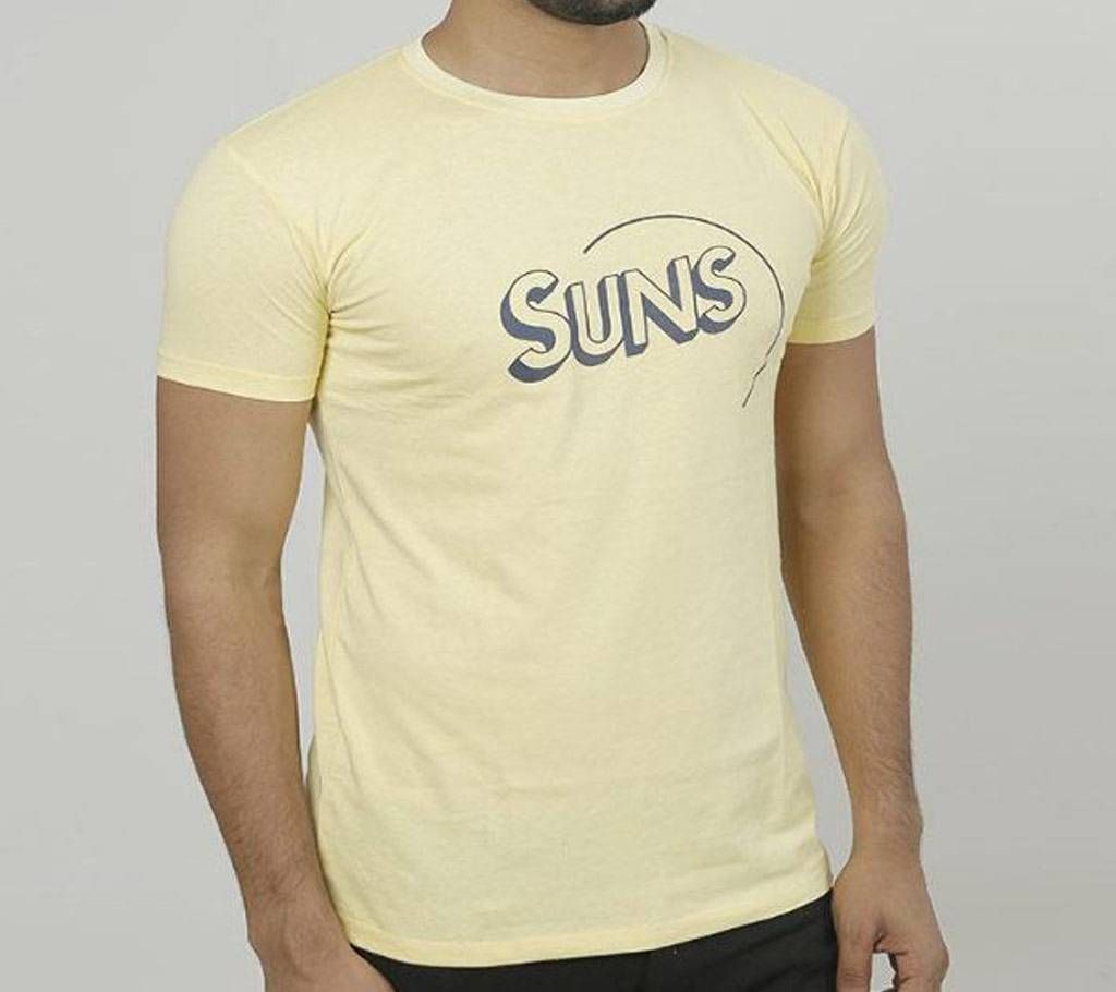 yellow Cotton half sleeve T-Shirt For men's