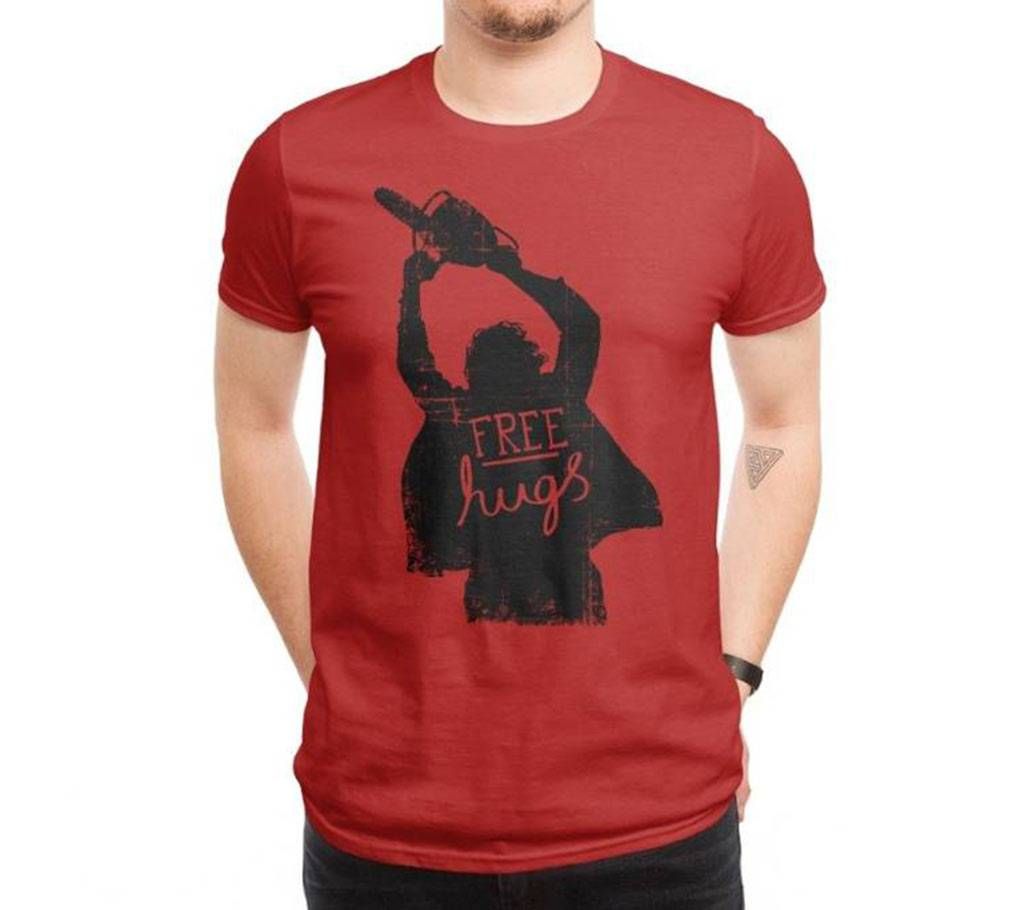 Free Hugs round neck cotton T-shirt for men 