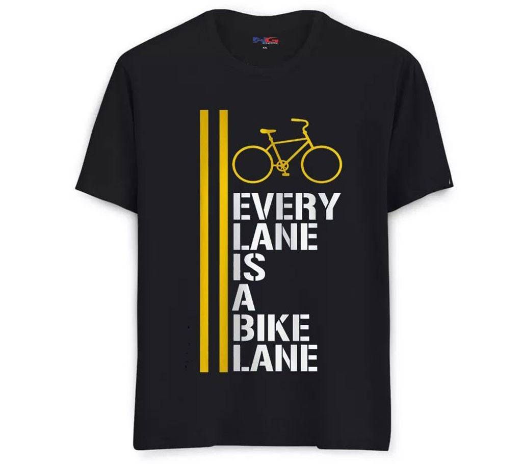 Rubber Print Summer T-shirt - 611 - Black - Every Lane Is A Bike Lane - LEB
