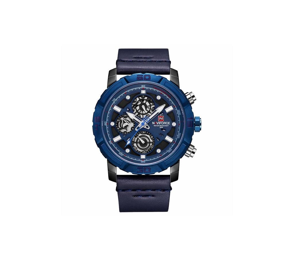 NAVIFORCE NF9139 Royal Blue PU Leather Chronograph Watch For Men - Royal Blue