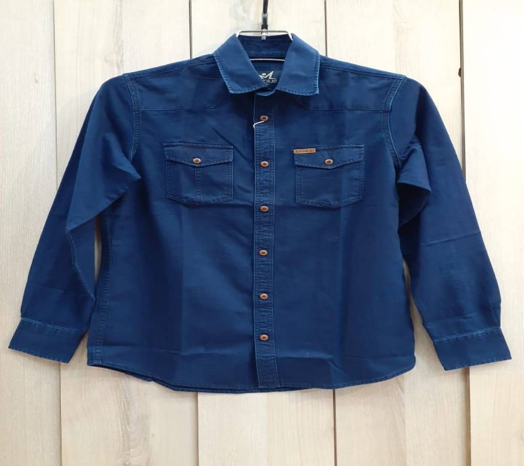 Dark Blue Denim Shirt For Men