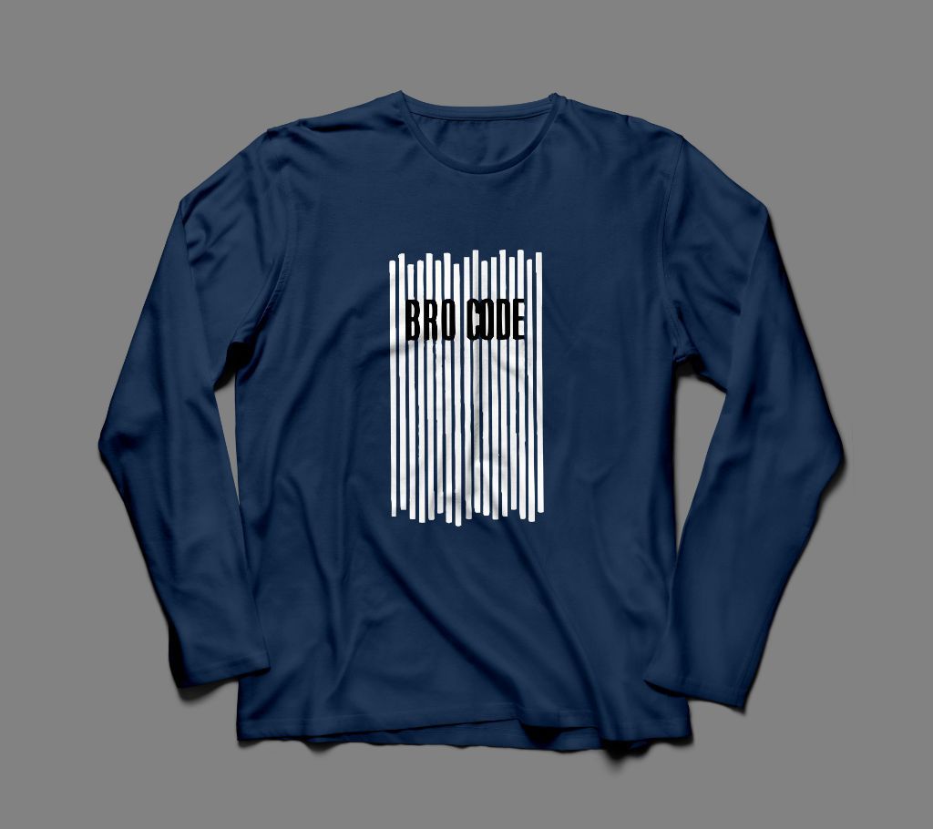 BRO CODE LONG SLEEVE NAVY BLUE  COTTON TSHIRT FOR MEN