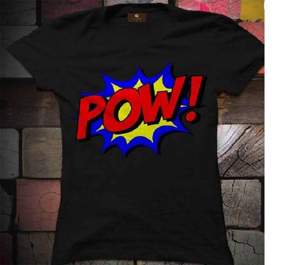 'pow' mens cotton round neck t shirt 