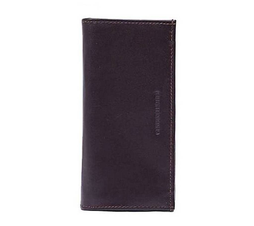Dark Brown Long Shaped Leather Wallet For Men