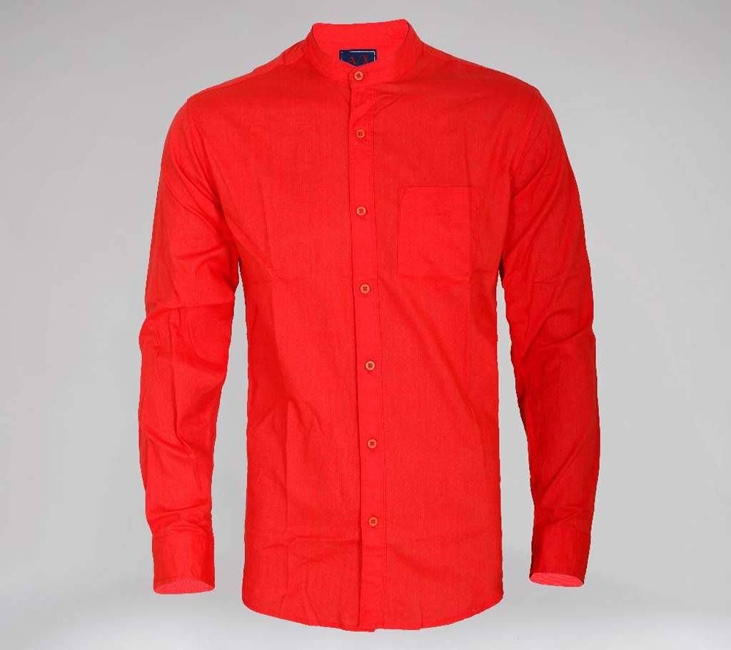 stylish band collar cotton shirt rad