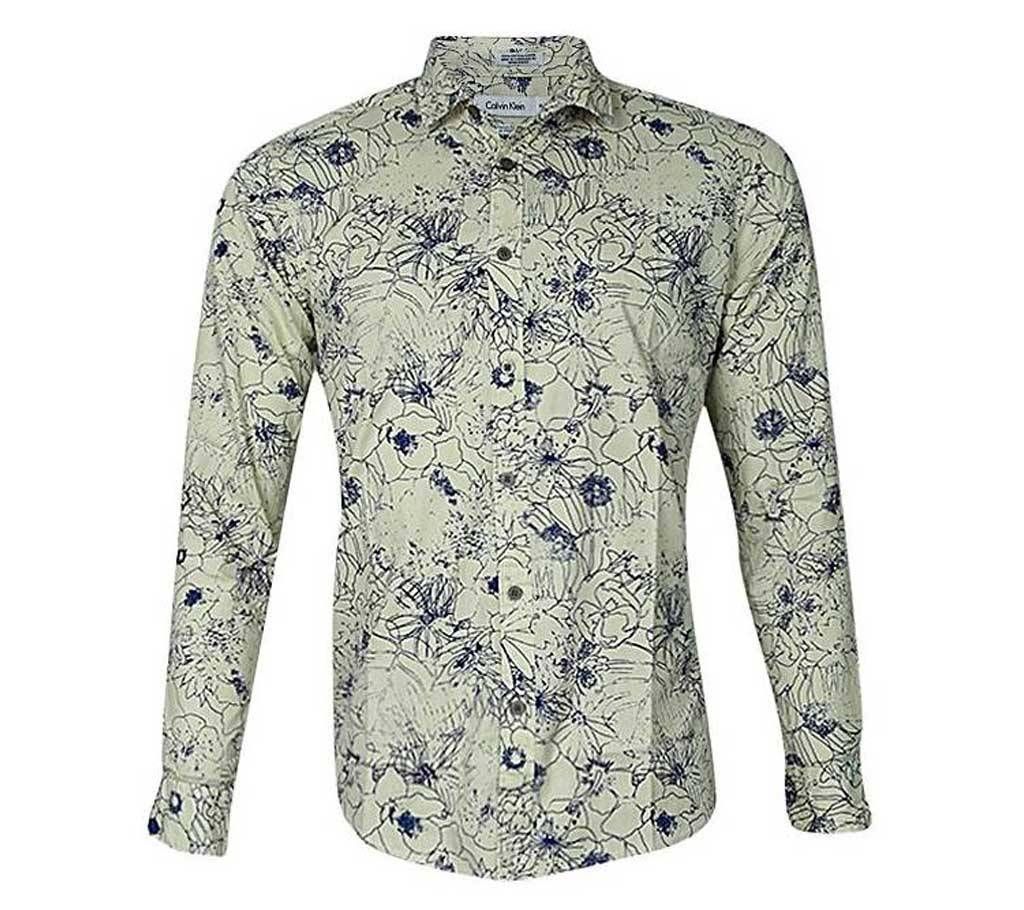 Ivory Cotton Long Sleeve Casual Shirt for Men