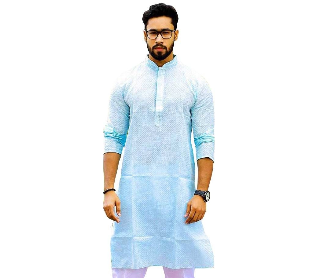 Gents long cotton punjabi- sky blue 