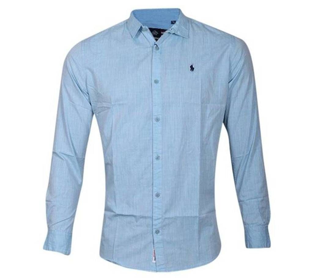 Light blue Cotton Long Sleeve Casual Shirt for Men