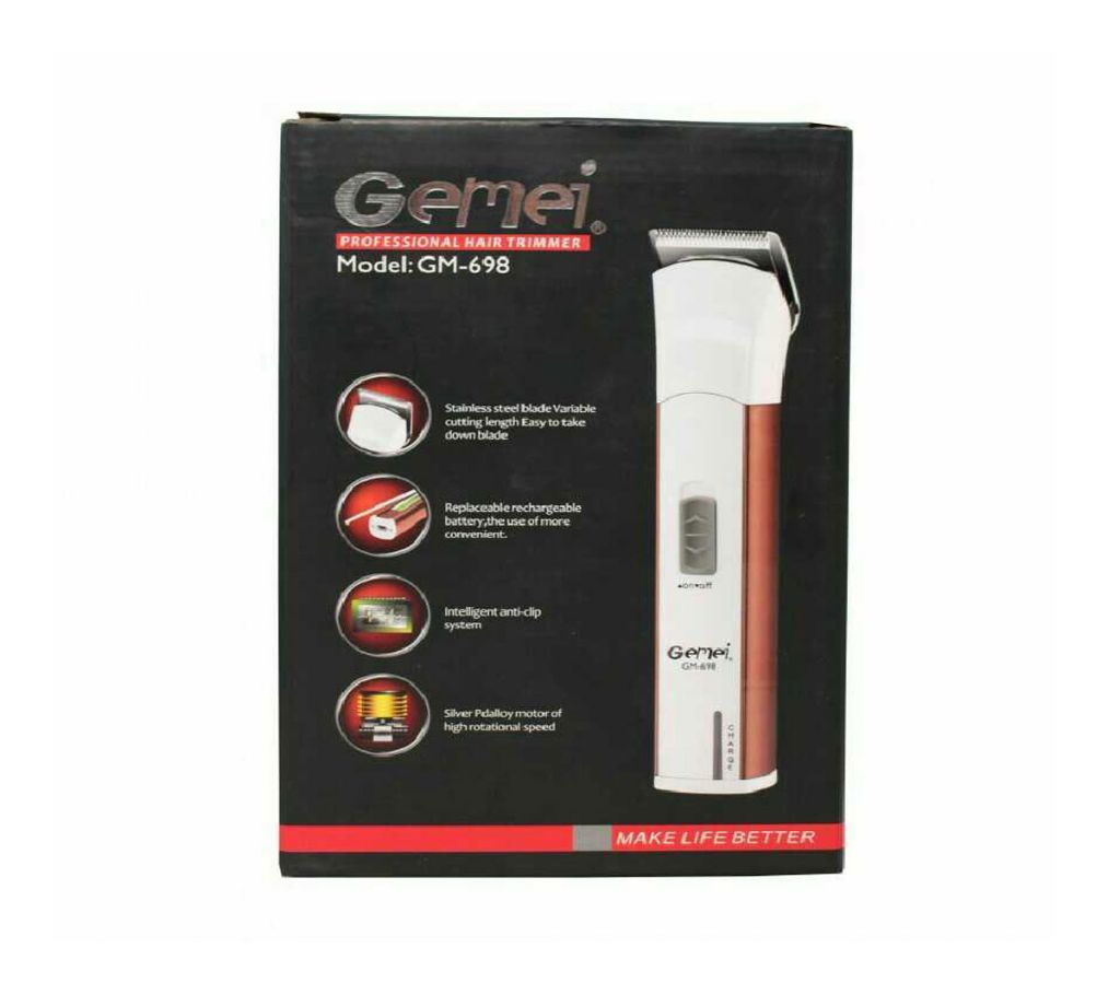 Professional Hair Trimmer GM-698 Gemei Brown and White Color