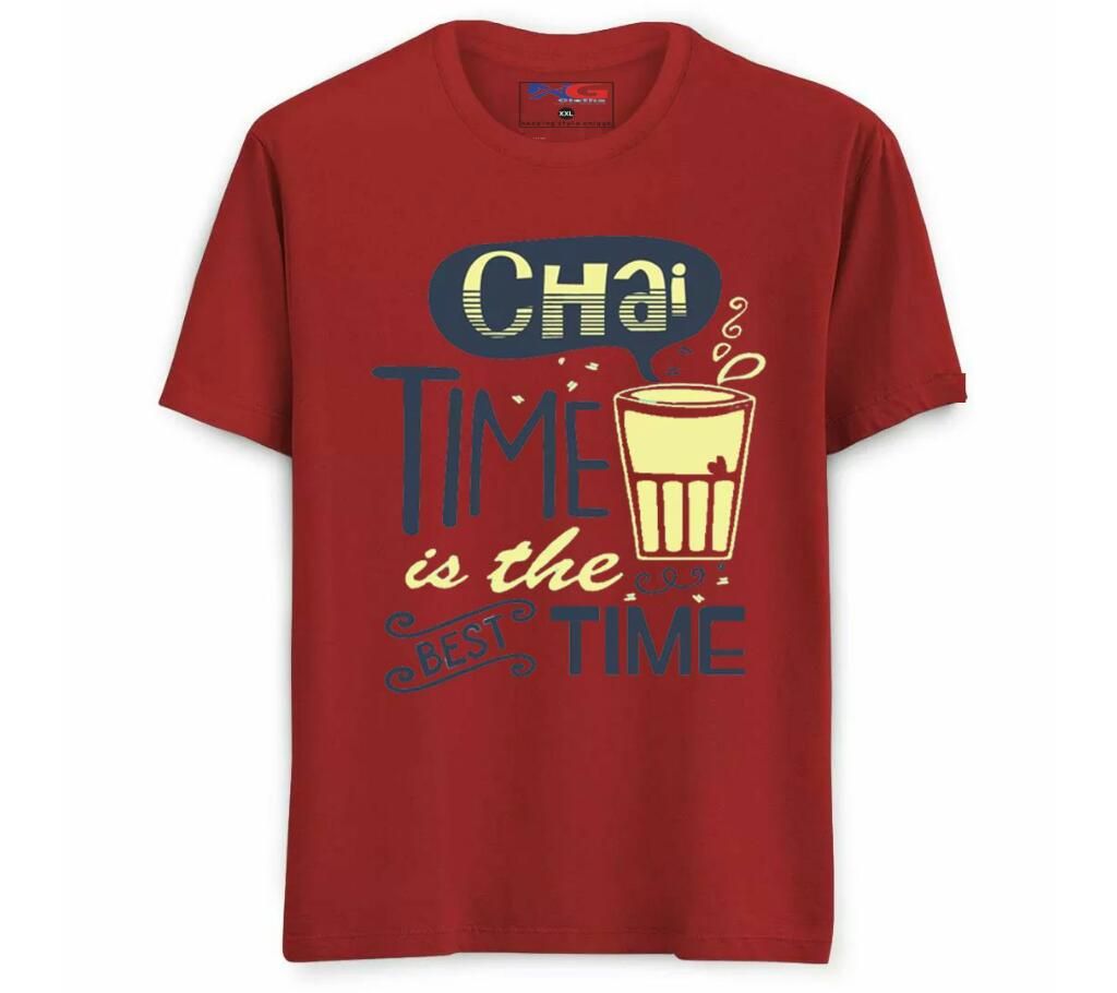 Summer Cotton Rubber print TShirt Maroon Chai Time