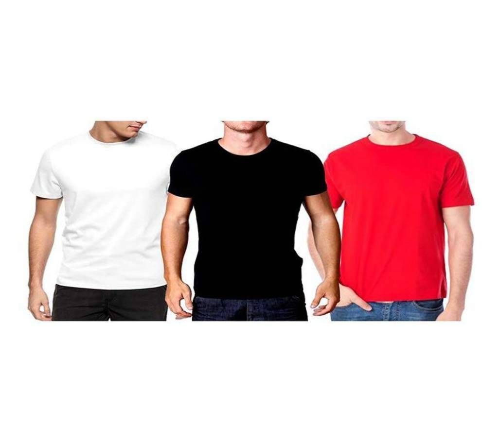 Multicolor Cotton Round Neck  t-shirt 3 combo pack