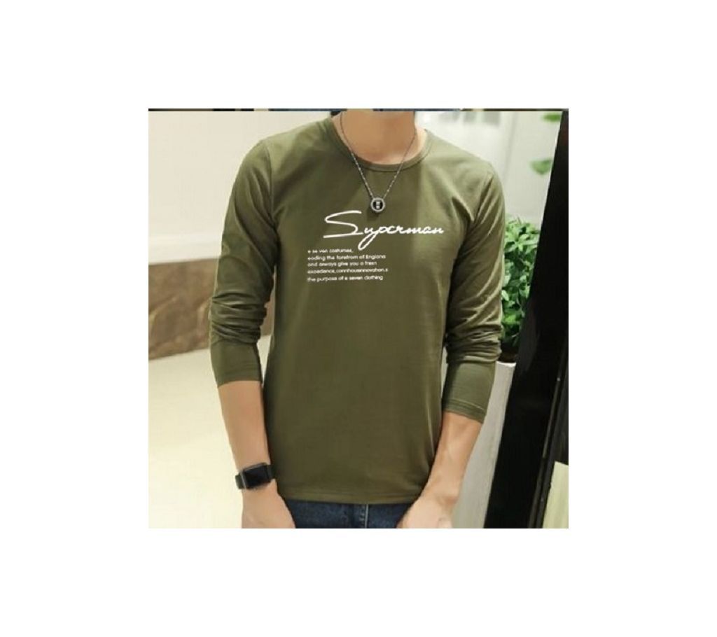 Olive Winter Acrylic Full sleeve Tshirt 