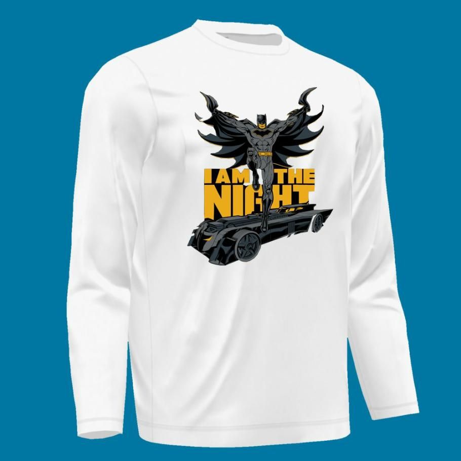 Full Sleeve T Shirt For Men White Bat Man T16 2ICF