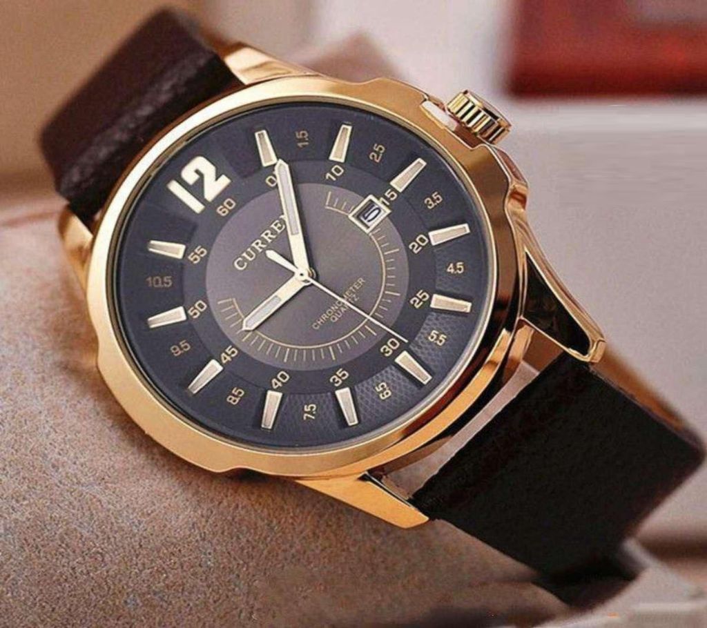 Curren Brown Belt Golden Watch For Men-42-GLM