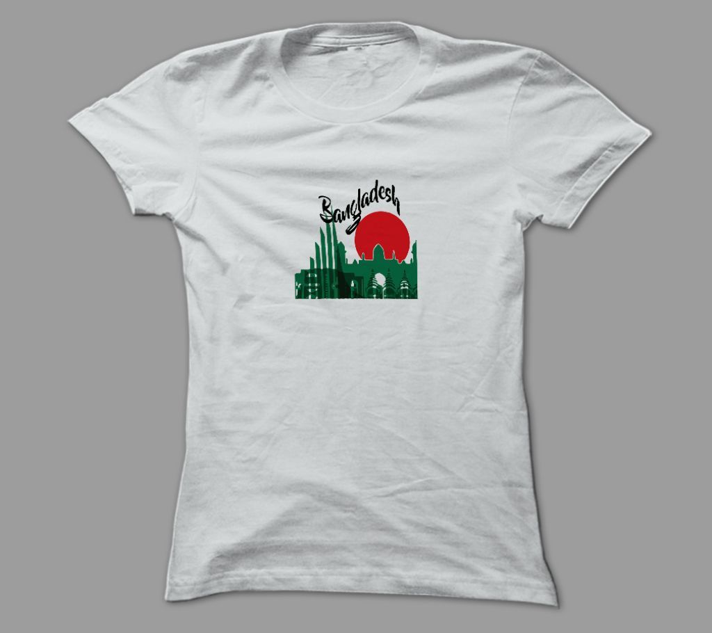 Bangladesh Red Green City White Polyester T-Shirt