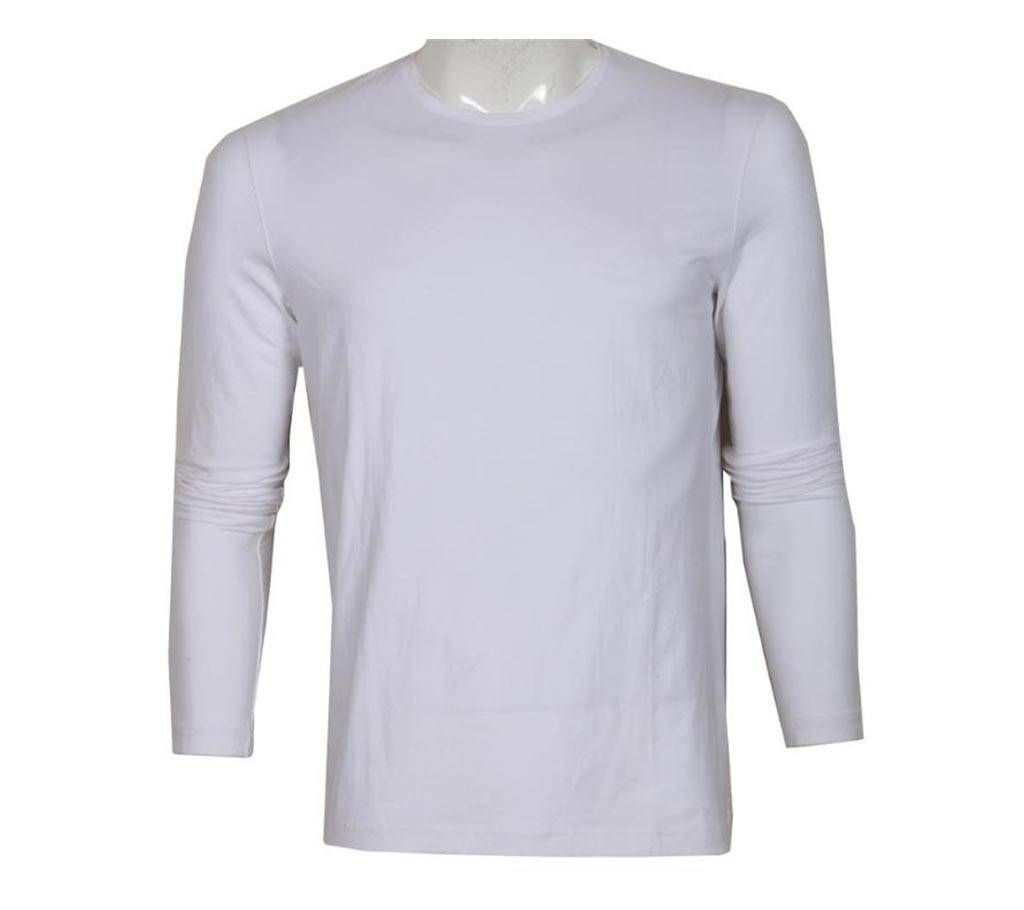 Gents full sleeve white cotton t-shirt 