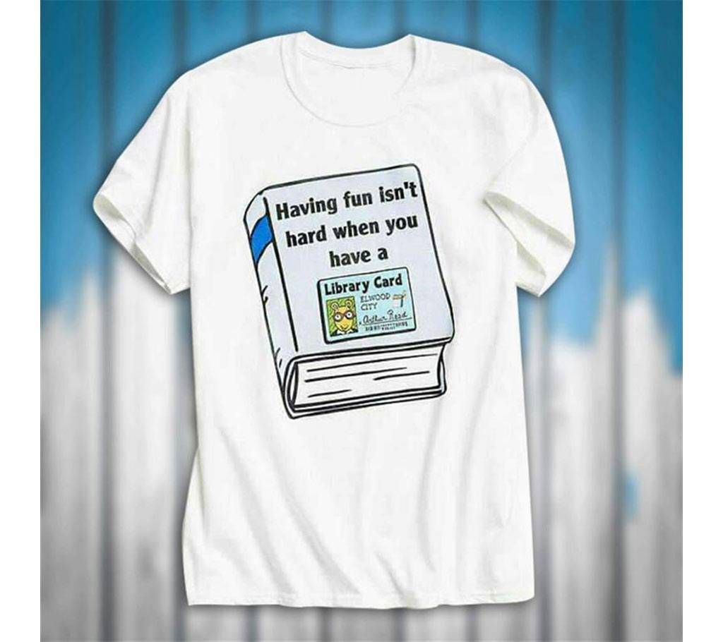 Library Card Menz Round Neck T- Shirt