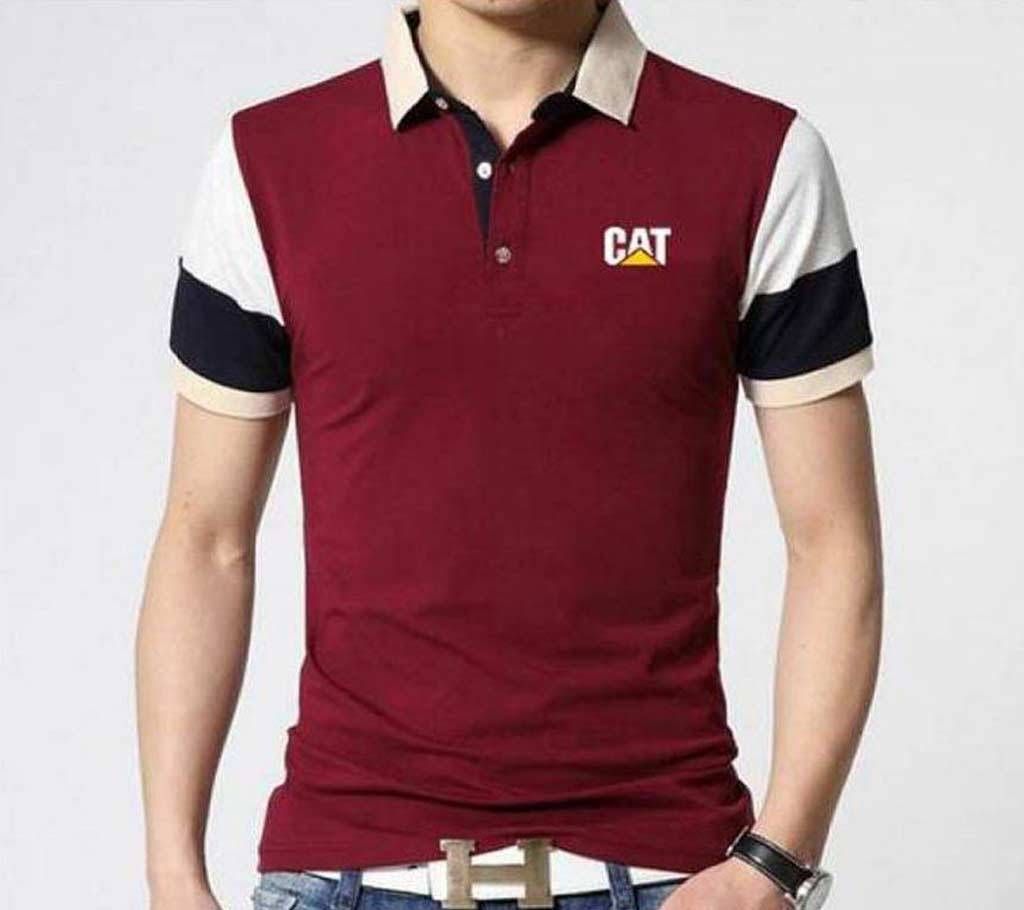Cat Maroon Polo T-Shirt