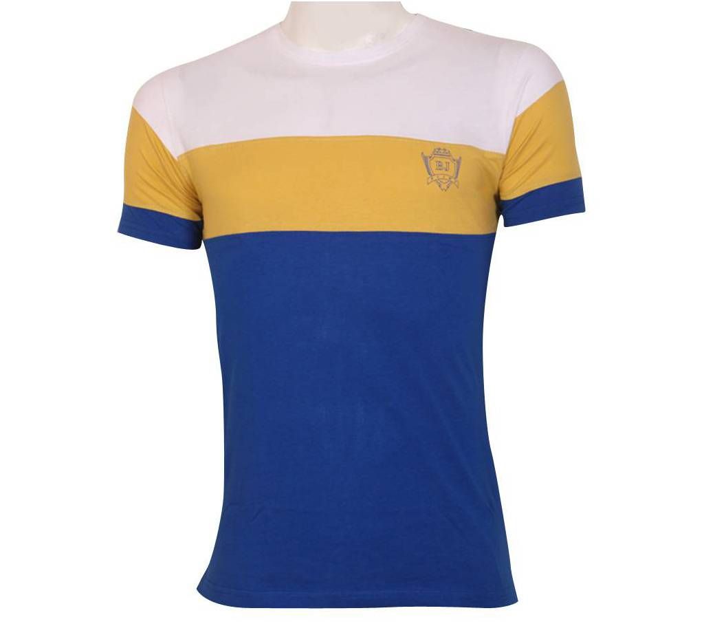 Blue and white cotton T-shirt for man