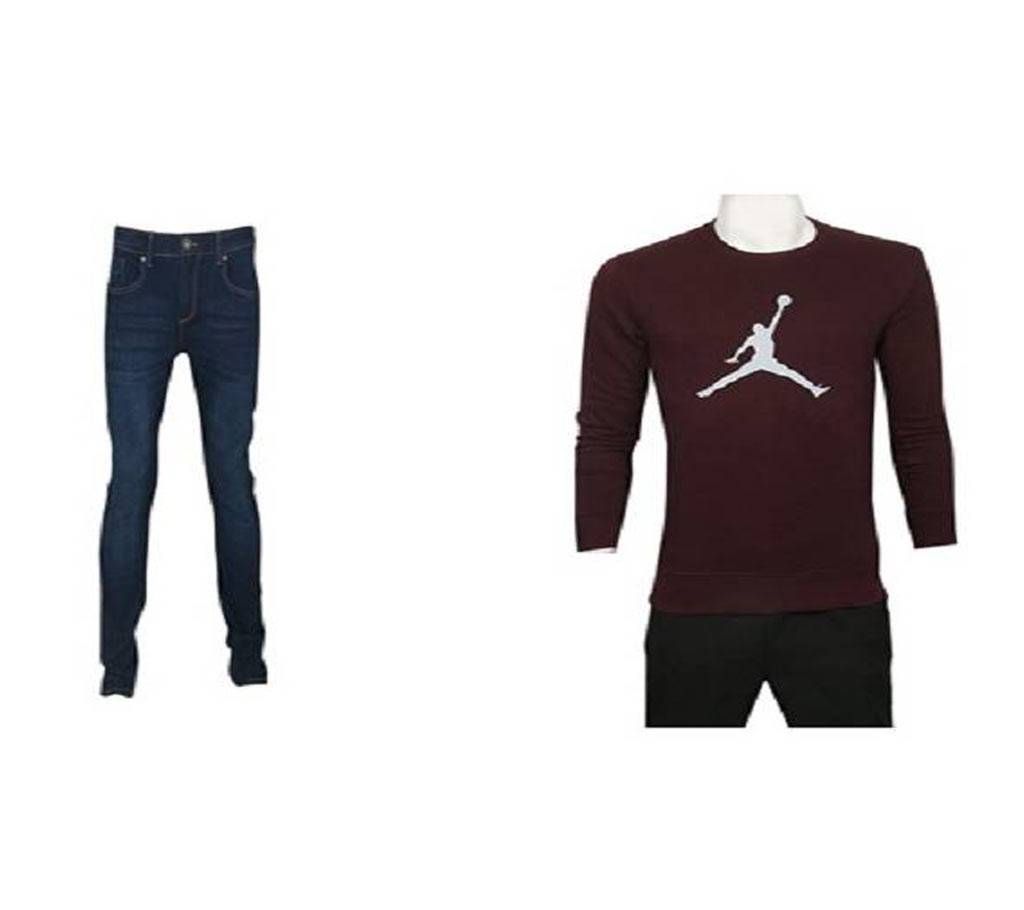 FULL SLEEVE T SHIRT & MENZ JEANS PANT combo offer