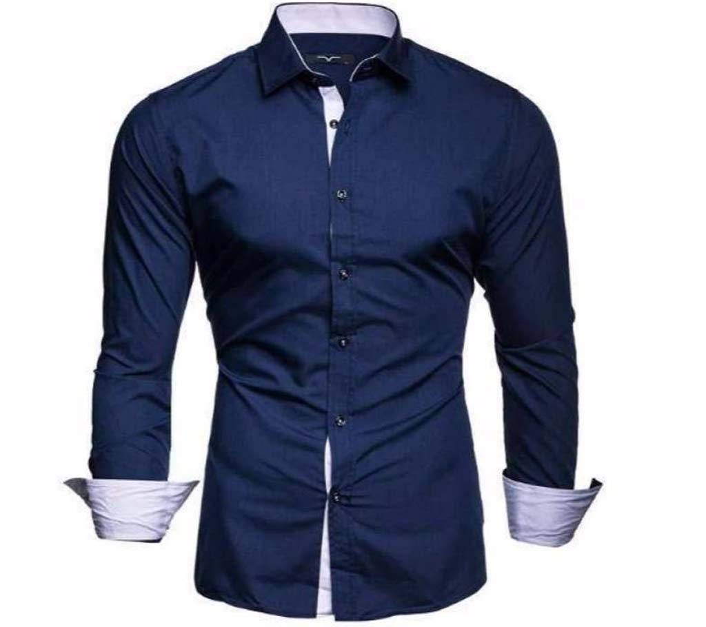 Navy Blue Sleeve Casual Shirt for Men