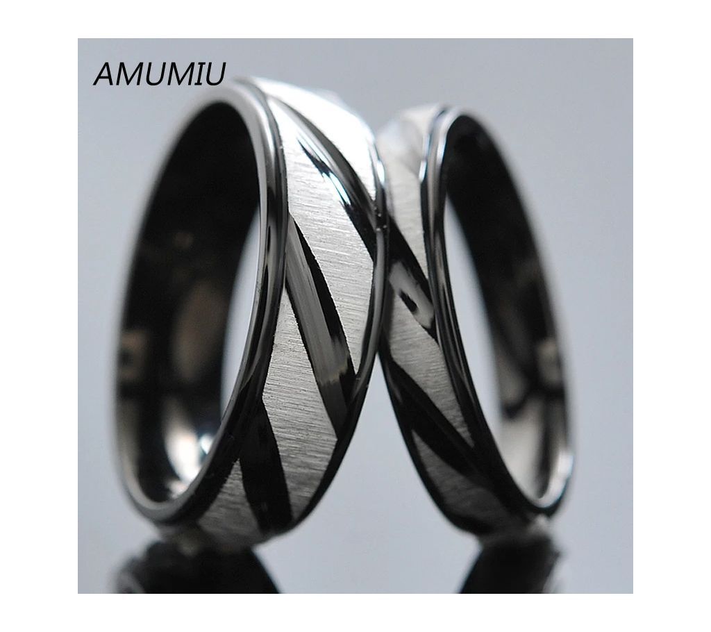 AMUMIU Stainless Steel Rings for Men Wedding Bands Engagement Ring