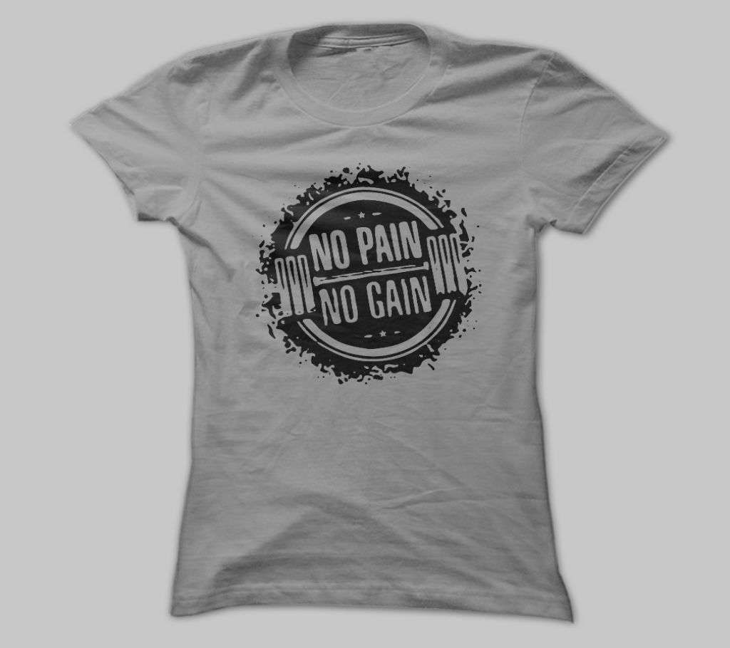 NO PAIN NO GAIN 2 ASH COTTON TSHIRT FOR MEN