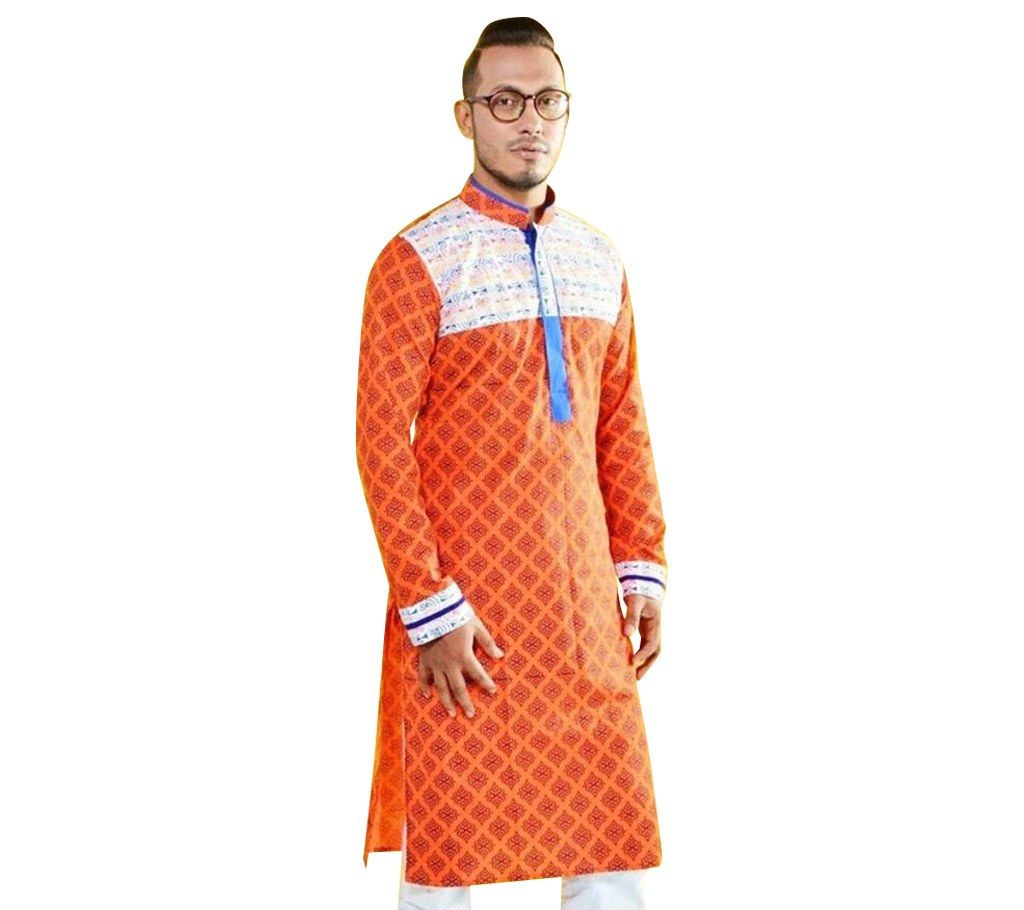 Gents Printed Cotton Semi Long Punjabi 