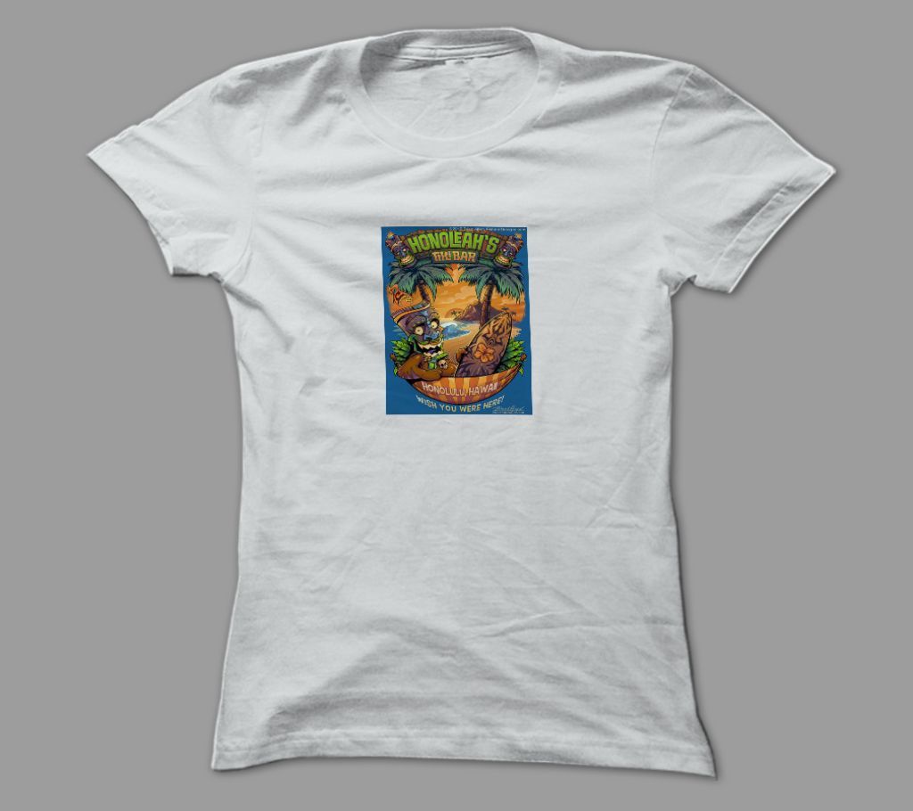 Honoleahs Tiki Bar White Polyester T-Shirt
