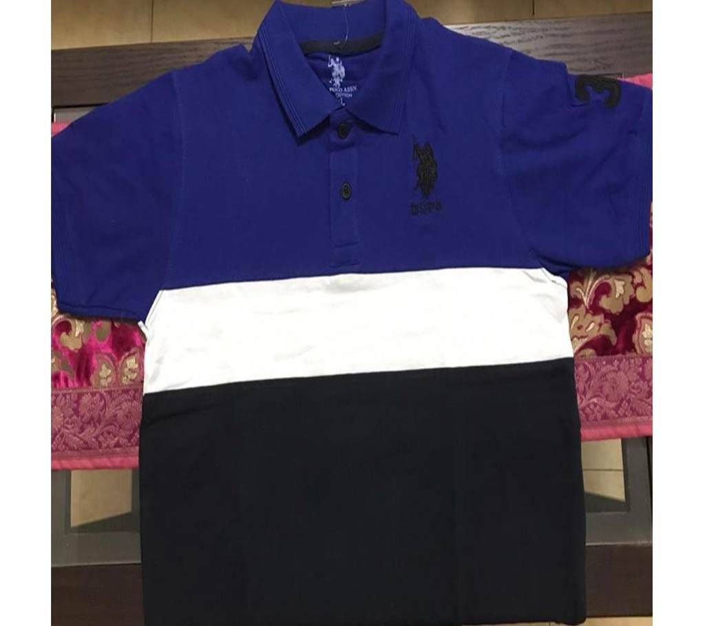Mix Color Half Sleeve Polo Shirt For Men - Blue CAP302