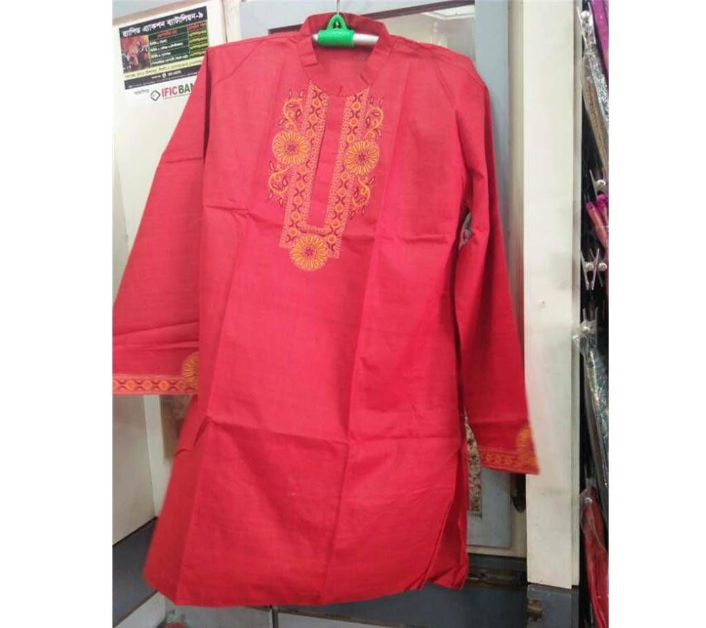 Red cotton with embroidery punjabi