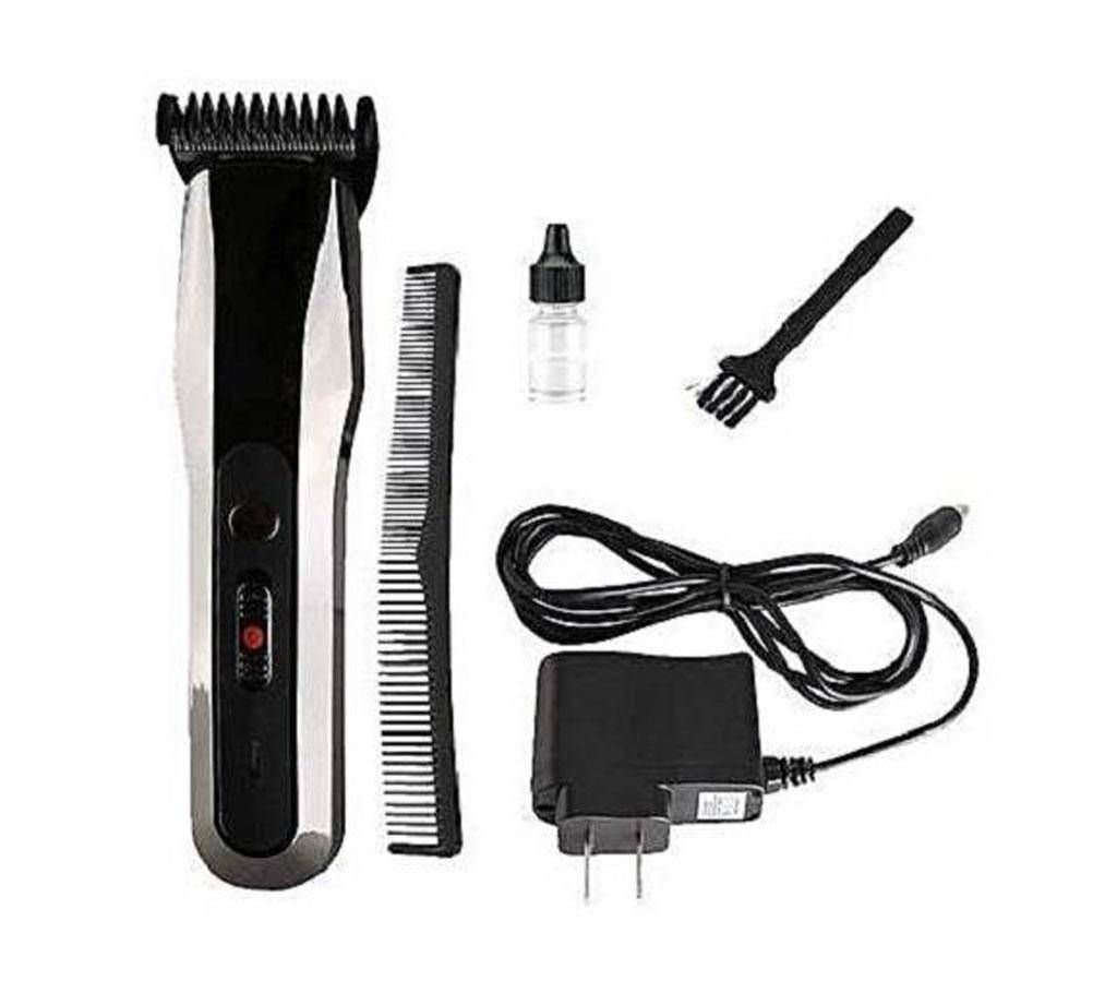 Kemei Rechargeable Electric Hair Trimmer KM-7677 - Black and Silver