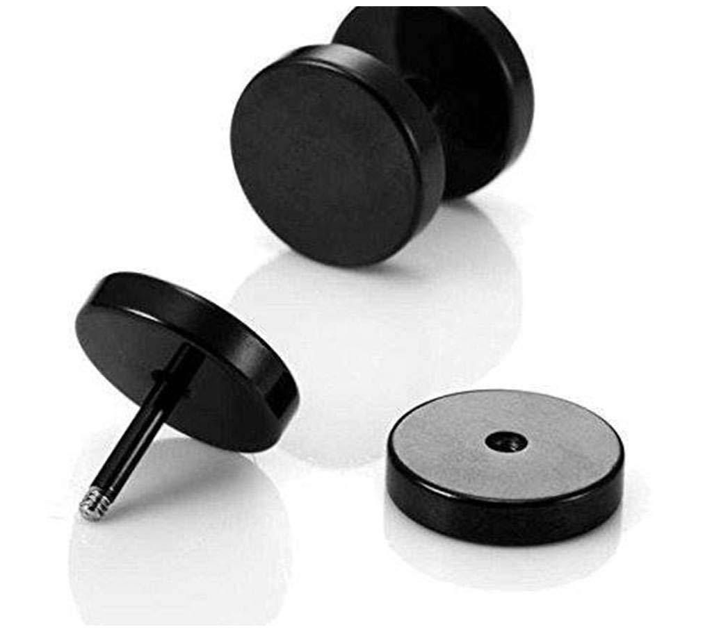 Black Dumbell Stud Earings Pair - 1pc