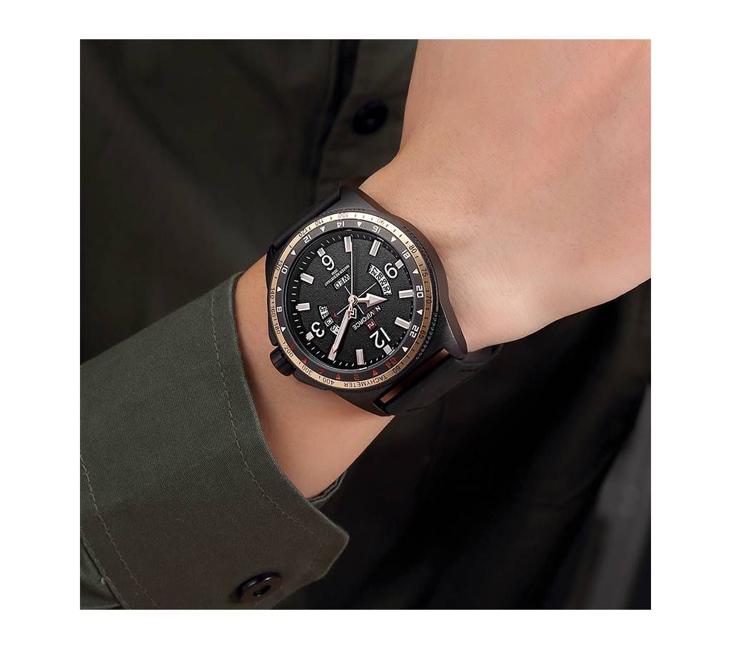NAVIFORCE Leather Wrist Watch for Men - Black and Copper